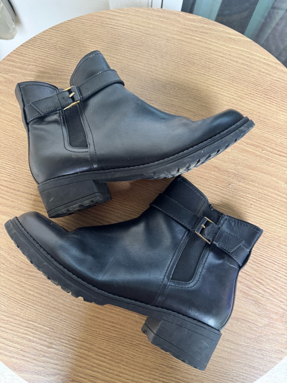 COLE HAAN Leather Chelsea Ankle Boot with Buckle Moto Style Bikercore